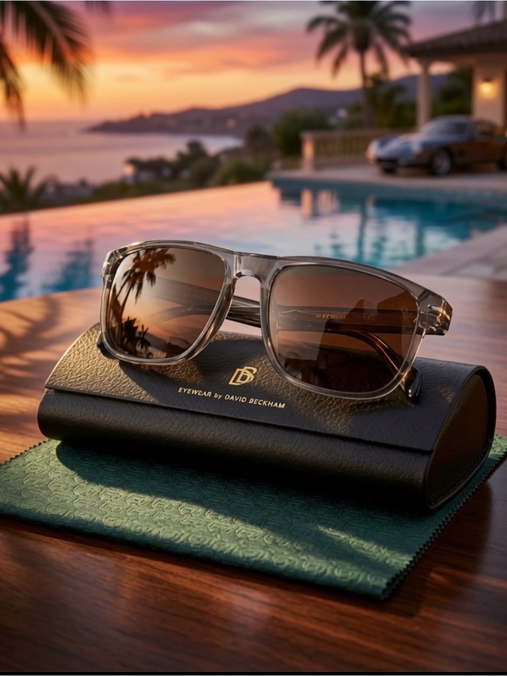 NEW David Beckham DB 1060/S KB770 Sunglasses - Transparent Grey / Brown + Kit